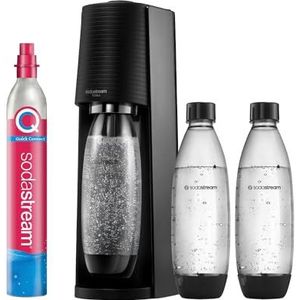 SodaStream Terra Promopack waterfles met CO2-cilinder en vaatwasmachinebestendige kunststof fles, zwart, hoogte 44 cm