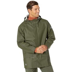 Helly Hansen Workwear Mandal Verstelbare waterdichte jassen voor heren - Robuuste en comfortabele regenjas met pvc-coating, kakigroen, L