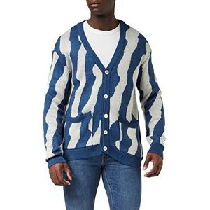 Trendyol Oversize gebreid vest met reverskraag sweater heren, indigo, S, Indigo