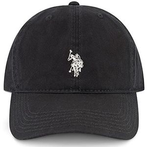 U.S.POLO ASSN. US Polo Assn. Honkbalpet van katoen, verstelbaar, gebogen rand, met klein geborduurd pony-logo (6 stuks), zwart.