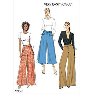 Vogue Pattern V9361E5 dames papieren broek, klein, wit