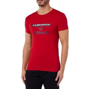 Emporio Armani Emporio Armani Megalogo T-shirt voor heren, ronde hals, 1 stuk, Rood