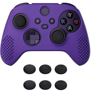 eXtremeRate PlayVital Beschermhoes van siliconen grip voor Xbox Series X-controller, antislip beschermhoes met joysticks voor Xbox Series S, ergonomische huidgrip, paars (3D editie)