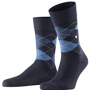 Burlington Heren Preston dikke sokken platte naad zonder druk op de tenen kleurrijk fantasiepatroon mode argyle eenheidsmaat cadeau-idee fijn garen zacht 1 paar, Blauw (Dark Navy 6375)