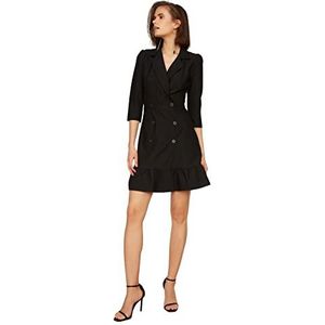 Trendyol Dames Regular geweven blazer mini-jurk, zwart, 68, zwart.