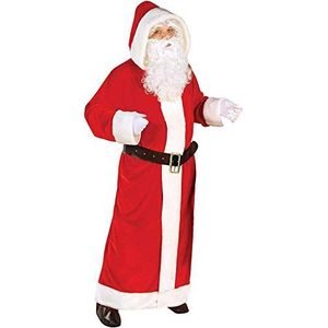 Widmann - Kerstmankostuum, jas met capuchon en riem, Kerstmis, carnaval, rood/wit, XL, rood/wit, XL
