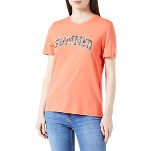 ONLY Onlsummer S/S Reg Top Cs Jrs T-shirt voor dames, Warm koraal/print: zomer