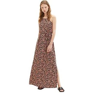 TOM TAILOR Denim 1036843 Maxi-jurk met riem om te binden dames (1 stuk), 31952 - zwarte bloemenprint