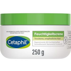 CETAPHIL Vochtinbrengende crème, 250 g, voor droge en gevoelige huid, hydrateert 48 uur intensief en versterkt de weerstand, met vitamine B3, provitamine B5, zonnebloemolie, amandelolie, glycerine