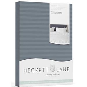 Heckett Lane Uni Stripe overtrek, 100% katoen, satijn, staalblauw, 240 x 220 cm, 1.0 stuks