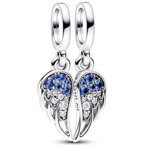 PANDORA Moments Funkelbare Engelsflügel Charm-hanger van sterling zilver met zirkonia, compatibele Moments Armbanden, 792821C01, Eén maat, Sterling zilver, Geen edelsteen