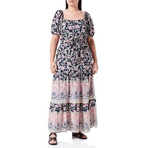 usha FESTIVAL midi-jurk voor dames met paisley-print, marine bont