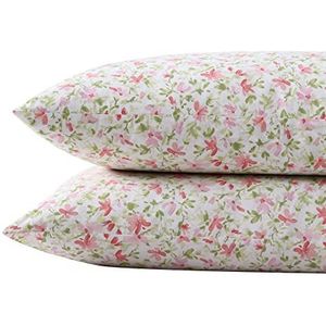 Laura Ashley - Standaard kussenslopen, ademend katoenen perkal beddengoed, fris en fris interieur (norella roze, 2 stuks)