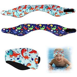 2 stuks waterdichte neopreen zwembanden met hoge elasticiteit en klittenbandsluiting, dinosaurus-motief, houden de oordopjes in de armband voor kinderen en volwassenen