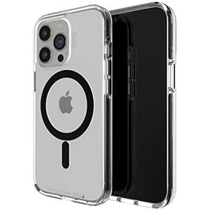 Gear4 Santa Cruz Snap Case - transparante beschermhoes, compatibel met Magsafe, die het D3O-beschermingsmateriaal benadrukt, voor Apple iPhone 13 Pro, zwart