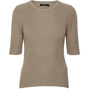 VERO MODA Vmnewlexsun 2/4 panty, ronde hals, Blou Ga Rep Sweater, dames, Lichtgrijs