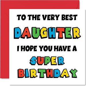 Grappige verjaardagskaarten voor meisjes - Super verjaardagskaart voor meisjes van mama, papa, videospel, verjaardagscadeau, 145 mm x 145 mm