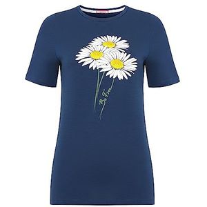 Joe Browns Daisy Graphic T-shirt à manches courtes et col rond pour femme, bleu marine, 34