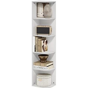 Furinno Pasir Open hoekboekenkast met 5 niveaus, wit