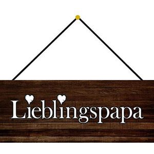 Schatzmix Lieblingspapa wandbord van metaal met koord, 27 x 10 cm, meerkleurig