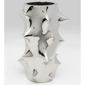 Kare Pointy Design vaas, zilver, bloemenvaas, decoratieve vaas, tafelvaas, 30 cm