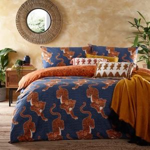 furn. Tibetaanse tijgerbeddengoedset voor eenpersoonsbed, katoen, polyester, blauw