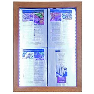 Securit Klassieke LED glazen informatieweergave, 4 x A4 (A2), 53 x 70 x 6 cm, bruin frame (Mcs-4 a4-wldb) teak