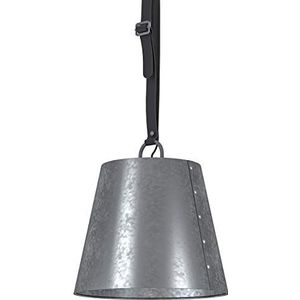 EGLO Chertsey Hanglamp, 1 lichtpunt, vintage, industrieel, retro, hanglamp van staal en leer in zwart, verzinkt, eettafellamp, woonkamerlamp hangend met E27-fitting