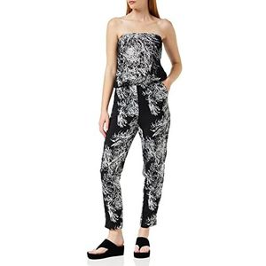 Urban Classics Dames viscose hoofdband jumpsuit overall, zwart/wit, M dames, meerkleurig (citroen 01061)