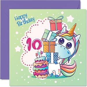 Verjaardagskaart voor meisjes 10 jaar - magische eenhoorn verjaardagskaart - 10e verjaardag kaart meisjes verjaardagskaart 145mm x 145mm, wenskaart meisje