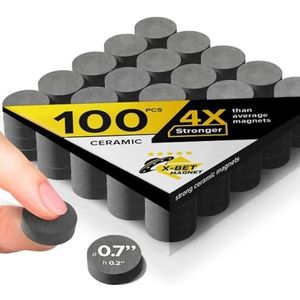 X-bet MAGNET ™ - Industriële magneten van keramiek - 1,8 cm ronde schijf - losse ferrietmagneten voor knutselwerk, wetenschap en hobby - 100 stuks/doos