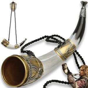 United Cutlery Lord of The Rings Horn of Gondor - Accurate Movie Replica, Cast Polyresin, Lederen Schouderriem, Display Stand - Lengte 19