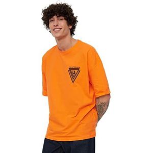Trendyol Heren oversized T-shirt met korte mouwen, Oranje