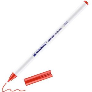 edding 4600 textielvilt - rood - 1 stift - ronde punt 1 mm - textielvilt wasbaar (60 °C) voor het versieren van de stof - textielmarker