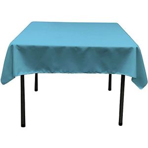 La Tafelkleed, vierkant, linnen, polyester, popeline, polyester, donkerturquoise, 132 x 132 x 0,04 cm