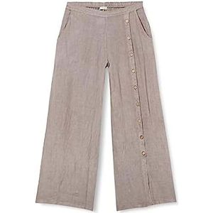 Bonateks, Pantalon de jupe avec boutonnière en pur lin, taille 40, taille américaine : L, taupe léger, fabriqué en Italie, marron, 42