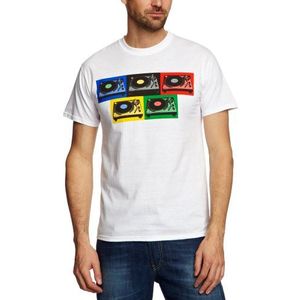 DMC - T-shirt - heren, wit (wit/zwart/rood/geel/groen/blauw), maat S