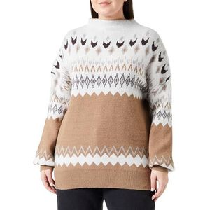 usha FESTIVAL Pull en tricot pour femme, camel multicolore, XL-XXL