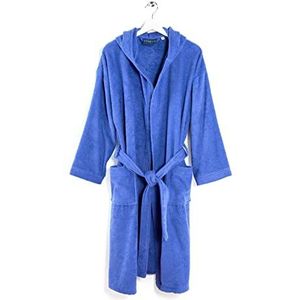 Caleffi 78276 Minorca Junior badjas van katoen met capuchon voor 12-14 jaar, blauw, Blauw