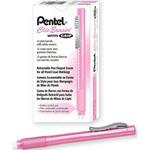 Pentel ZE22P intrekbare gum, roze, 12 stuks