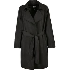 Urban Classics Ladies Crinkle Nylon Minimal trenchcoat jas, zwart, 5XL voor dames, zwart, 5XL, zwart.