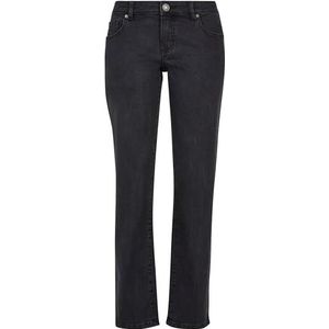 Urban Classics Dames rechte jeansbroek met lage taille, zwart wash, 32, Zwarte Wash