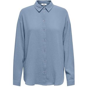JDY Jdytheis Life L/S Loose Shirt Wvn Noos Shirt met knoopsluiting en normale pasvorm voor dames (1 stuk), Zachte chambray, S