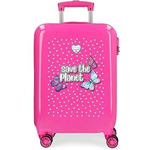 Enso Save the Planet Koffer trolley cabine roze 38 x 55 x 20 cm harde schaal ABS cijferslot 34 l 2,6 kg 4 dubbele wielen handbagage
