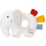 Fehn 056075 olifant grijpring fehnNATUR - Bio babyspeelgoed met rammelaar en knisperpapier, voor baby's en peuters vanaf 0 maanden + - Grootte: 14 cm