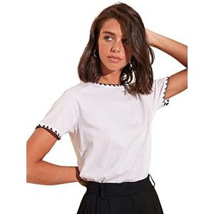 Trendyol Basic T-shirt voor dames, geborduurd, Wit