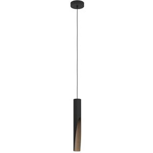 EGLO Barbotto Led-hanglamp voor woonkamer en eetkamer, indirecte verlichting, zwart metaal en houtlook, met GU10-lamp, warmwit