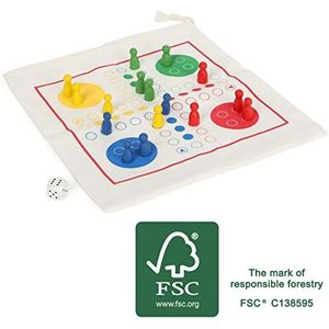 Small Foot Ludo Bois FSC-gecertificeerd 100% reisgezelschapsspel in praktische tas, vanaf 3 jaar, 12022 speelgoed, meerkleurig