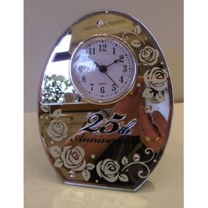 Shudehill Horloge van zilver met spiegel, cadeau voor de 25e trouwdag