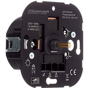 EBROM® Draaiknop 5-150W LED dimbaar 15-400W/VA compatibel met Busch Jäger, Gira, Jung, Berker, minimale helderheid max